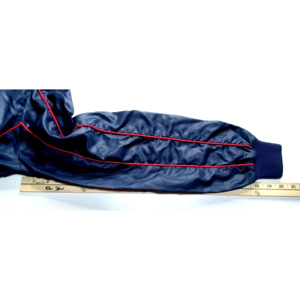 Style Auto Mercedes Benz Jacket Mens Medium Blue Vintage Windbreaker Roll Hood